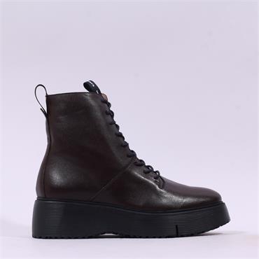 Wonders Bristol Platform Lace Ankle Boot - Brown Leather
